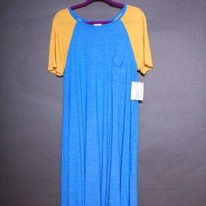 LuLaRoe Carly Dress - Blue and Yellow NWT